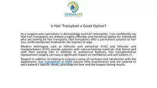 Is Hair Transplant a Good Option?