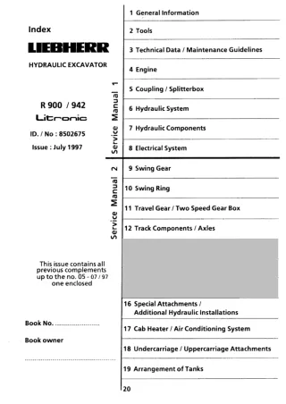 Liebherr R900 Litronic Hydraulic Excavator Service Repair Manual