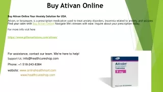 Buy Ativan Online Your Anxiety Solution for USA.