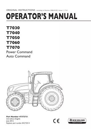 New Holland T7030 T7040 T7050 T7060 T7070 Power Command Auto Command Tractors Operator’s Manual Instant Download (Public