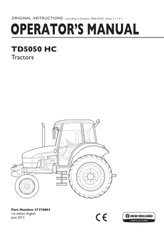 New Holland TD5050HC Tractors Operator’s Manual Instant Download (Publication No.47376863)