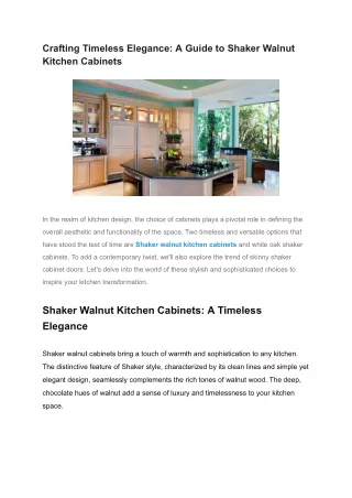 Crafting Timeless Elegance_ A Guide to Shaker Walnut Kitchen Cabinets