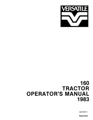 Versatile 160 Tractor Operator’s Manual Instant Download (Publication No.42016011)