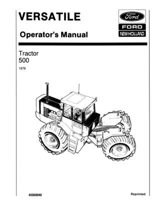 Versatile 500 Tractor Operator’s Manual Instant Download (Publication No.42050040)