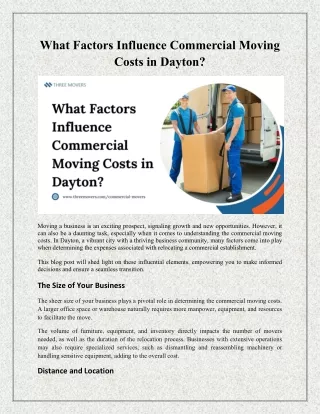 What Factors Influence Commercial Moving Costs in Dayton