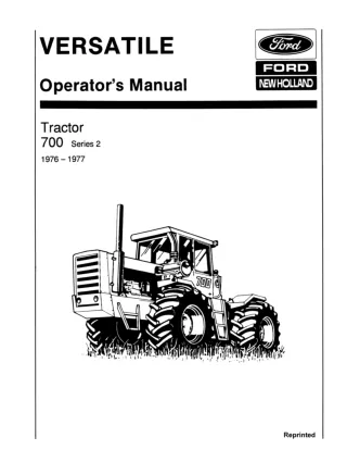 Versatile 700 Series 2 Tractor Operator’s Manual Instant Download (Publication No.42070011)