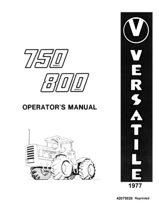 Versatile 750 800 Series 2 Tractors Operator’s Manual Instant Download (Publication No.42075020)