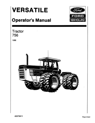 Versatile 756 Tractor Operator’s Manual Instant Download (Publication No.42075611)