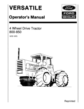 Versatile 800 850 4 Wheel Drive Tractors Operator’s Manual Instant Download (Publication No.42080020)