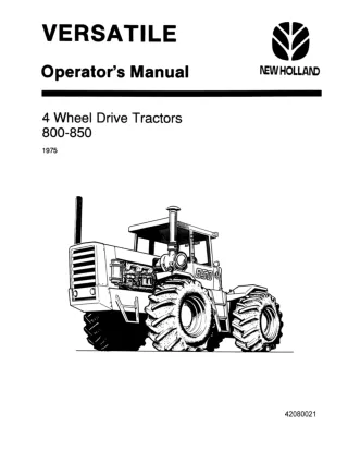 Versatile 800 850 4 Wheel Drive Tractors Operator’s Manual Instant Download (Publication No.42080021)