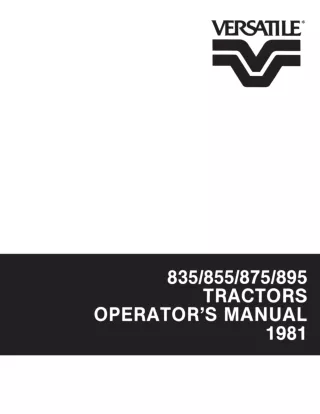 Versatile 835 855 875 895 Tractors Operator’s Manual Instant Download (Publication No.42083540)