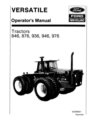 Versatile 846 876 936 946 976 Tractors Operator’s Manual Instant Download (Publication No.42084651)