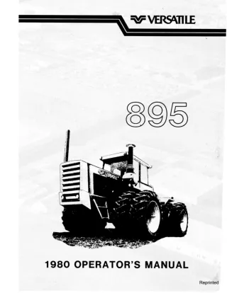 Versatile 895 Tractor Operator’s Manual Instant Download (Publication No.42089510)