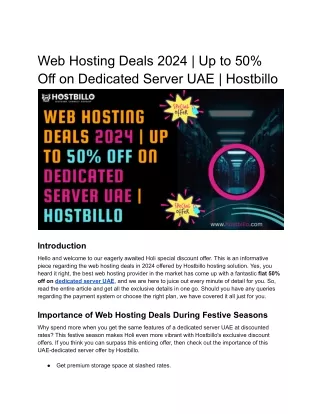 Web Hosting Deals 2024 _ Up to 50% Off on Dedicated Server UAE _ Hostbillo