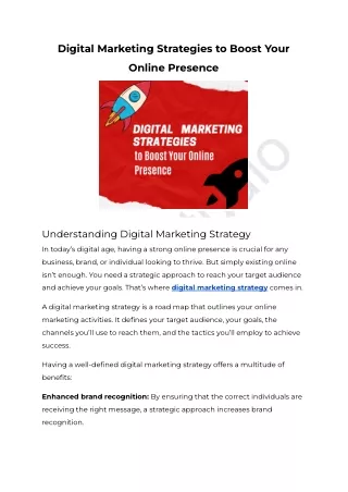 Digital Marketing Strategies to Boost Your Online Presence
