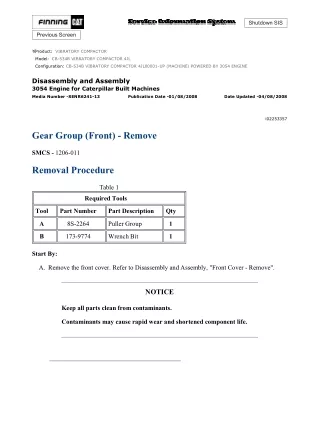 Caterpillar Cat CB-534B VIBRATORY COMPACTOR (Prefix 4JL) Service Repair Manual (4JL00001 and up)