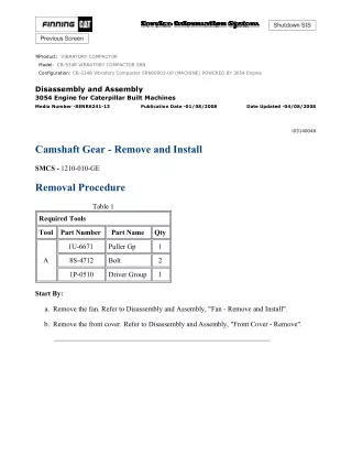 Caterpillar Cat CB-534B Vibratory Compactor (Prefix 5RN) Service Repair Manual (5RN00001 and up)