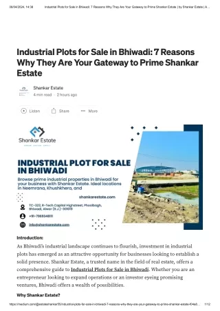 Industrial Plots for Sale in Bhiwadi_ 7 Reasons Why They Are Your Gateway