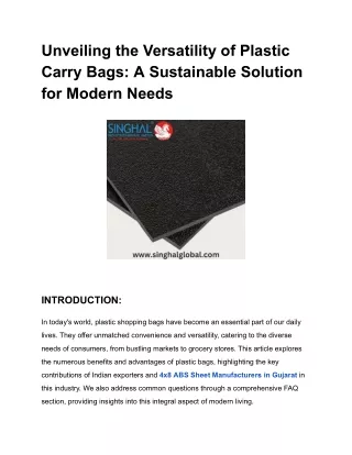 Unveiling the Versatility of Plastic Carry Bags_ A Sustainable Solution for Modern Needs