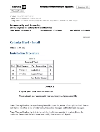 Caterpillar Cat CP-433E Vibratory Compactor (Prefix ASN) Service Repair Manual (ASN00001 and up)