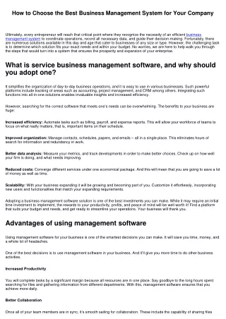 How to Choose the Best Business Management System for Your Company