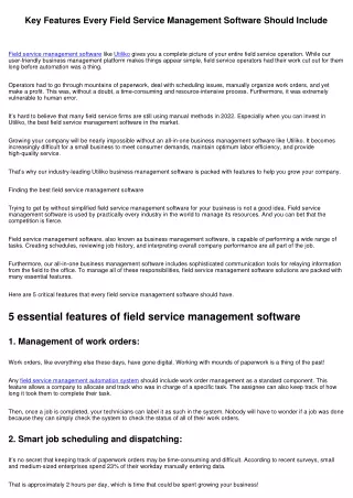 Key Features Every Field Service Management Software Should Include