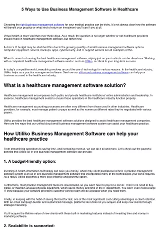 5 Ways to Use Business Management Software in Healthcare