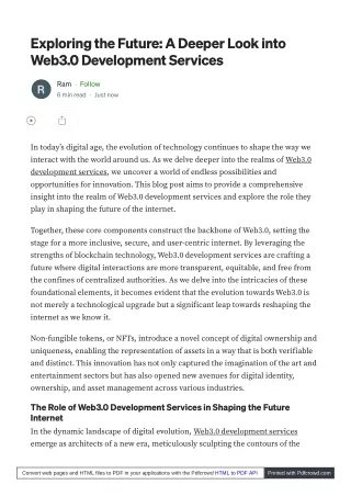 Web3.0 Development ServicesThe Evolution of Web Development