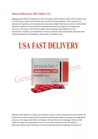 About Aldactone 100 Tablet 15