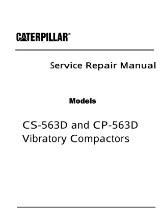 Caterpillar Cat CP-563D Vibratory Compactors (Prefix 9MW) Service Repair Manual (9MW00001 and up)