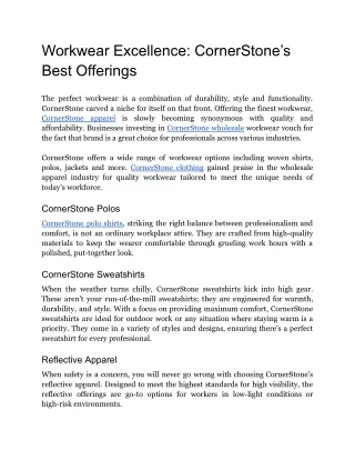 Workwear Excellence_ CornerStone’s Best Offerings