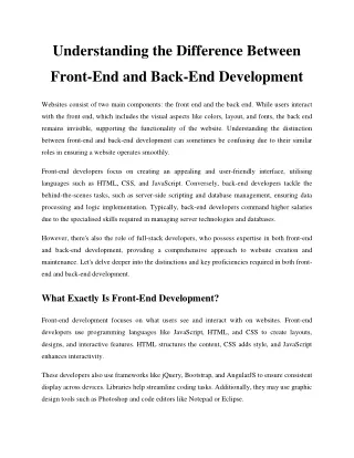 Understanding the Difference Between Front-End and Back-End Development