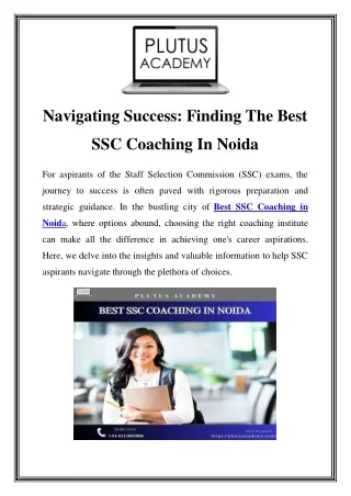 Unlock Your Potential: Best SSC Coaching in Noida by Plutus Academy