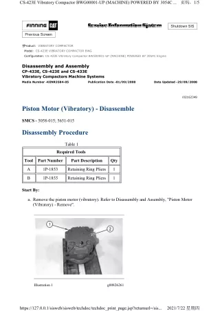 Caterpillar Cat CS-423E Vibratory Compactor (Prefix BWG) Service Repair Manual (BWG00001 and up)