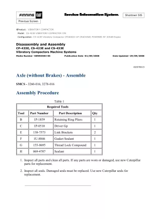 Caterpillar Cat CS-423E Vibratory Compactor (Prefix CFX) Service Repair Manual (CFX00001 and up)