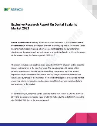 Dental Sealants Market