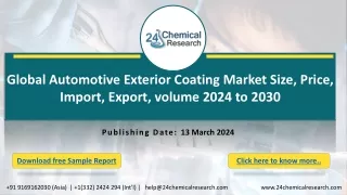 Global Automotive Exterior Coating Market Size, Price, Import, Export, volume 2024 to 2030