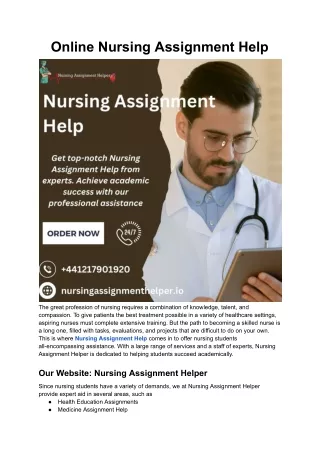 Online Nursing Assignment Help