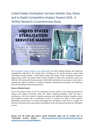 United States Sterilization Services Market [2028]: Dissecting Size, Share 2028