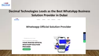 Best WhatsApp Business Solution Provider Dubai - Decimal Technologies