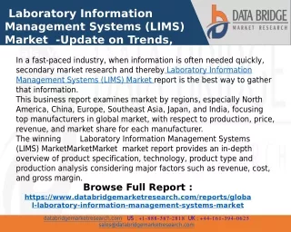 Laboratory Information Management Systems (LIMS)