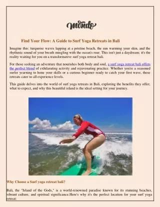 Find Your Flow A Guide to Surf Yoga Retreats in Bali