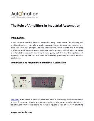 The Role of Amplifiers in Industrial Automation