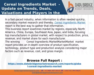 Cereal Ingredients Market