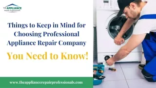 Things to Keep in Mind for Choosing Professional Appliance Repair Company