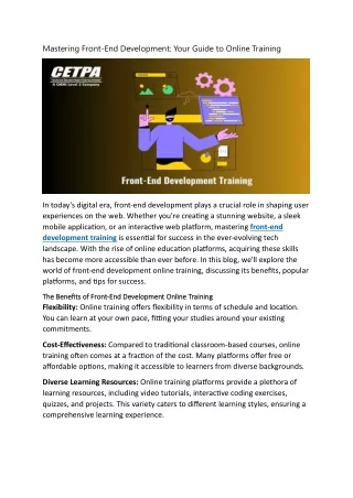 Mastering Front-End Development Your Guide to Online Training