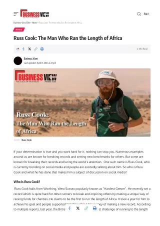 Russ Cook The Man Who Ran the Length of Africa