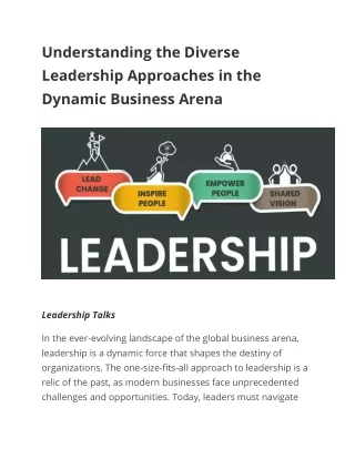 Understanding the Diverse Leadership Approaches in the Dynam