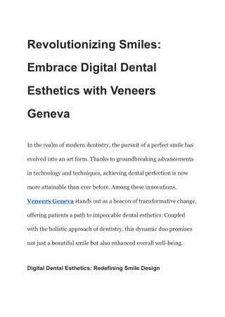 Revolutionizing Smiles_ Embrace Digital Dental Esthetics with Veneers Geneva