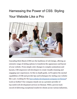 Harnessing the Power of CSS_ Styling Your Website Like a Pro